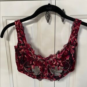 Soma Elegant Sheer Red Lace Bra